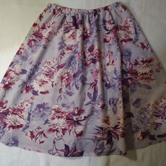 Vintage Floral Pattern Polyester Skirt - Picture 1 of 10